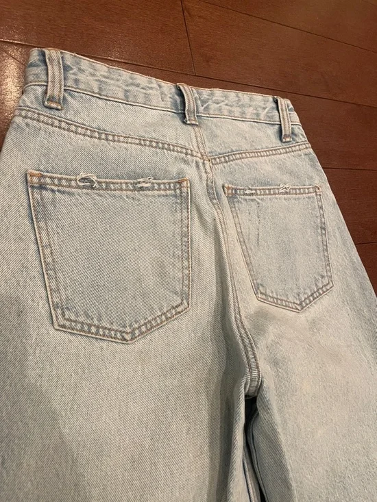 Zara Light Blue Straight Leg Distressed Jeans - Picture 6 of 8